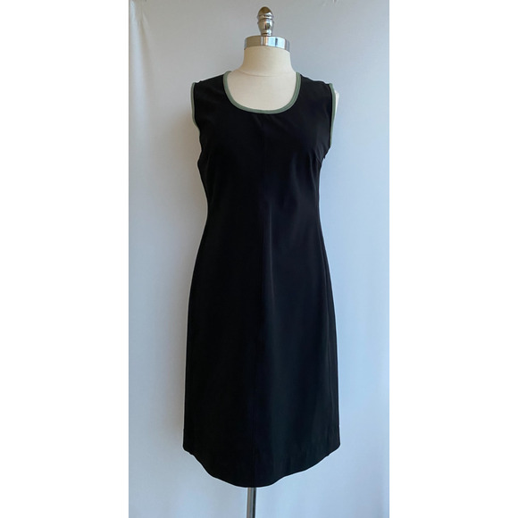 Prada Shift Dress Black with Green Trim Knee Length Women’s Italian 48 US 12 - Picture 1 of 10